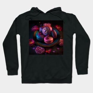 Valentines themed colorful array of macarons assorted wtih roses Hoodie